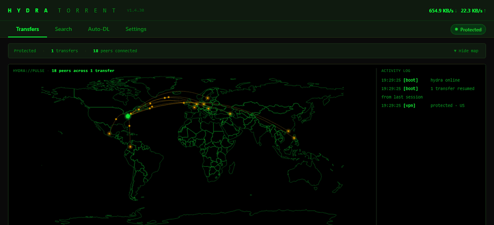 VPN dropping and reconnecting, with the kill switch pausing the transfer
